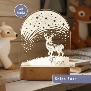 Custom Deer Night Light – Personalized LED Lamp for Kids Room